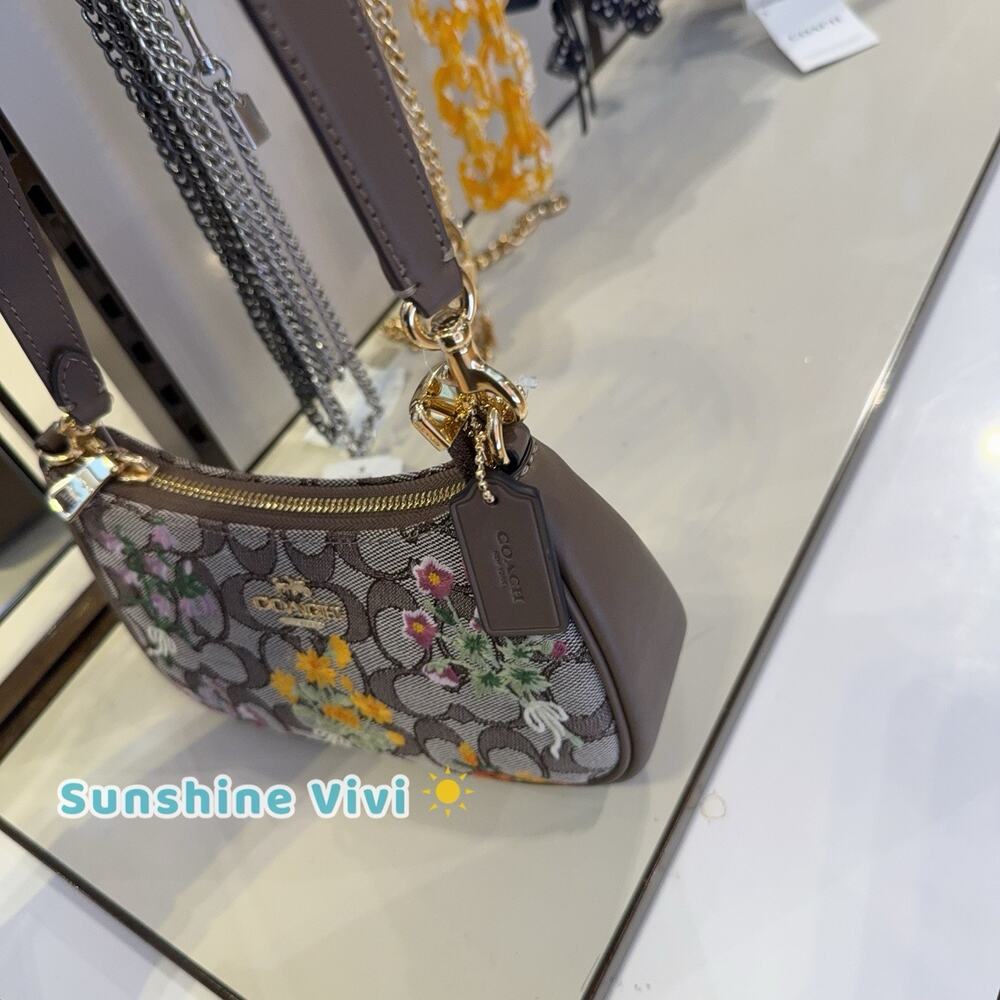 NWT Coach Teri mini Crossbody Bag Signature Jacquard Floral Embroidery CDW65 - Picture 7 of 10